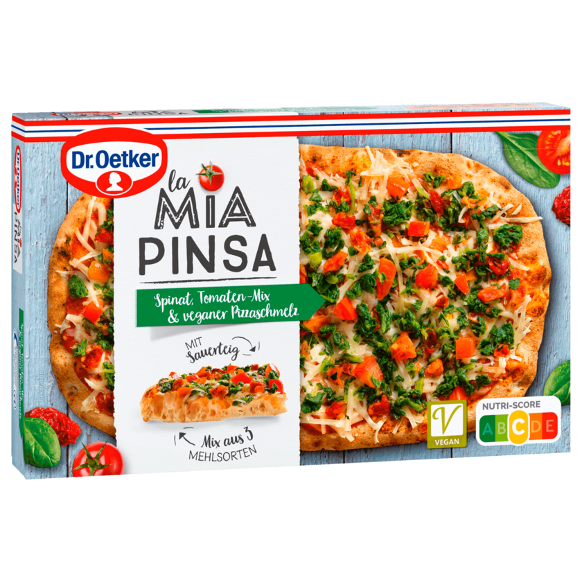 Dr. Oetker La Mia Pinsa Spinat Tomaten-Mix & veganer Pizzaschmelz 320g